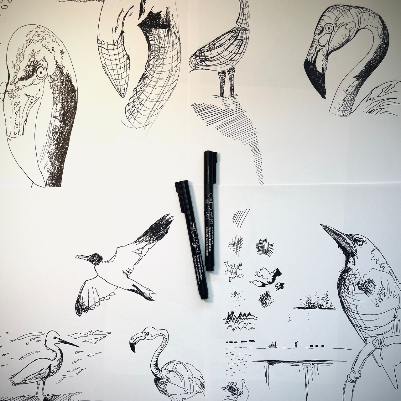 Art in August | Contour Line & Expressive Mark Making Using Pen & Ink